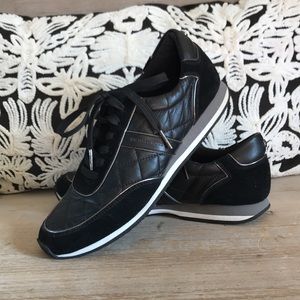 Michael Kors Black Quilted Leather & Suede Shoes